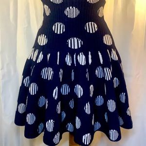 Kenzo Polka Dot Jacquard Navy Black White Skirt S